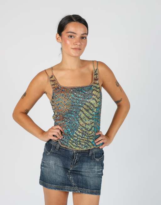 Vintage Mooire S cami in blue