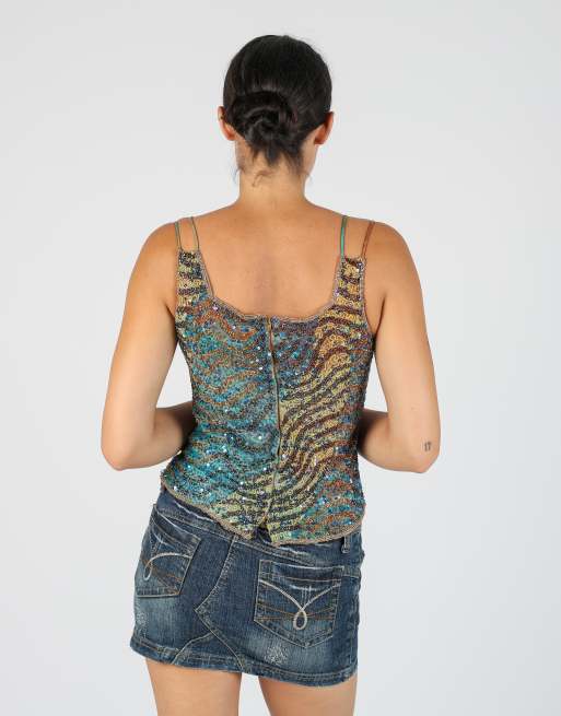 Vintage Mooire S cami in blue, 2 of 4