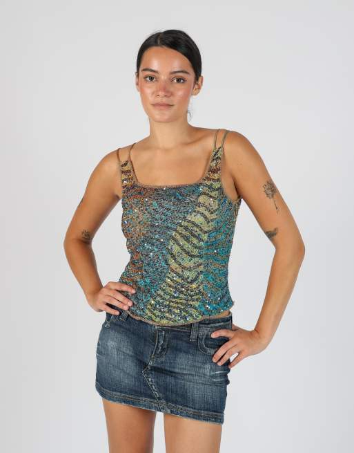 Vintage Mooire S cami in blue, 3 of 4