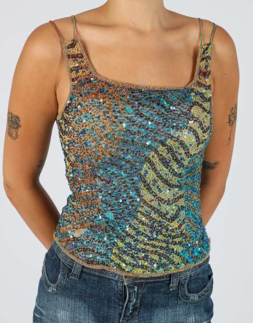 Vintage Mooire S cami in blue, 4 of 4