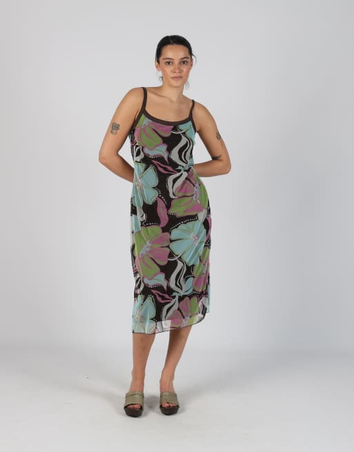 Vintage More&More S woven midi dress in brown