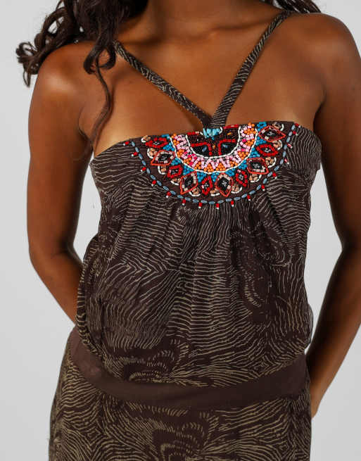 Vintage Morgan M woven midi dress in brown, 4 of 4