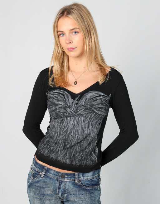 Vintage Morgan S long sleeve top in black