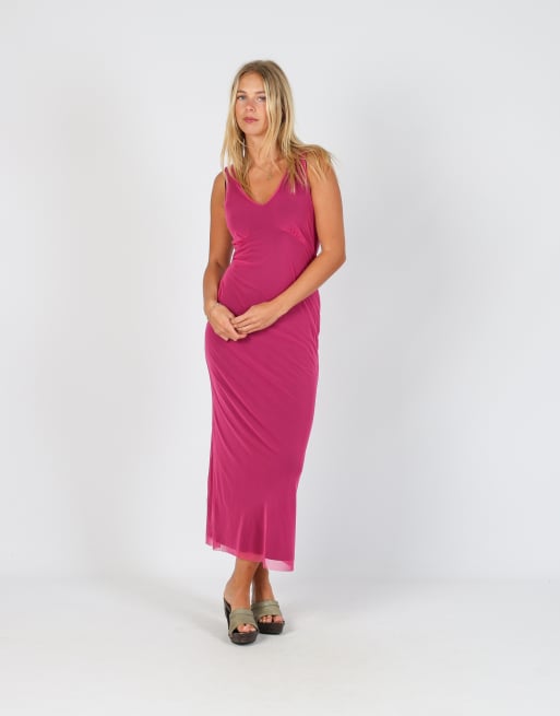 Vintage Morgano S woven maxi dress in pink