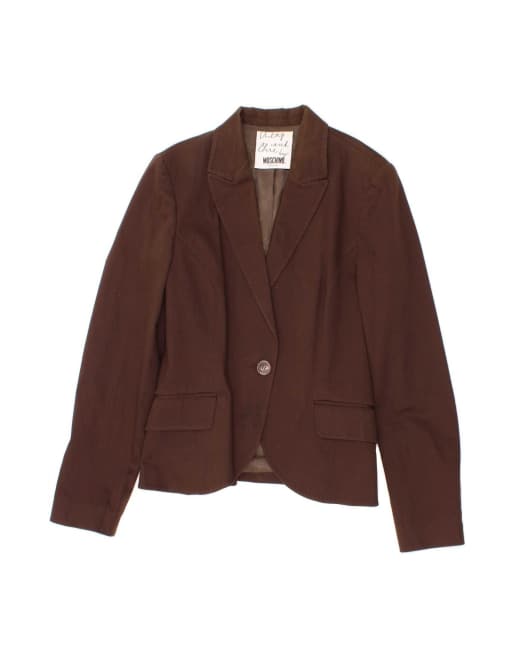 Vintage Moschino 1 Button Blazer Jacket UK 12 Medium In Brown