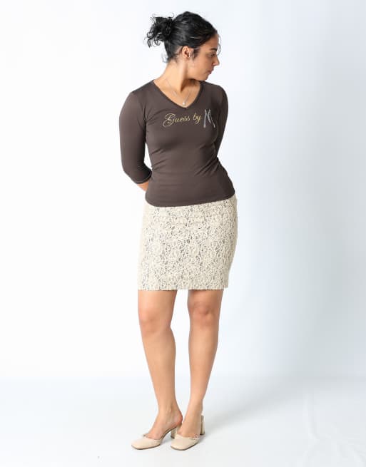 Vintage Moschino 8 woven midi skirt cream, 3 of 4