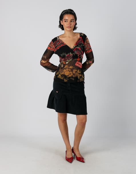 Vintage Moschino 8 woven mini skirt in black - view 1