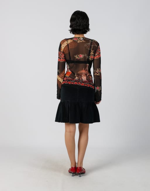 Vintage Moschino 8 woven mini skirt in black, 3 of 4