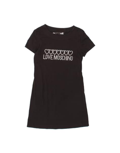 Vintage Moschino Graphic T-shirt Dress It 40 Small In Black - view 1