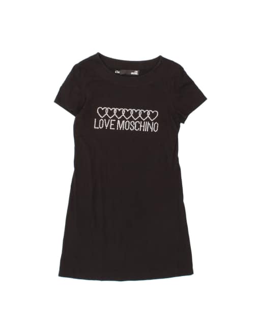 Vintage Moschino Graphic T-shirt Dress It 40 Small In Black