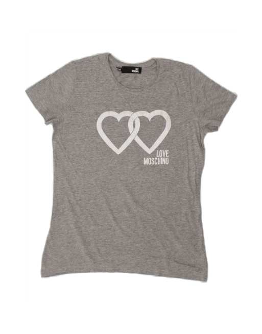 Vintage Moschino Graphic T-shirt Top US 8 Medium In Grey