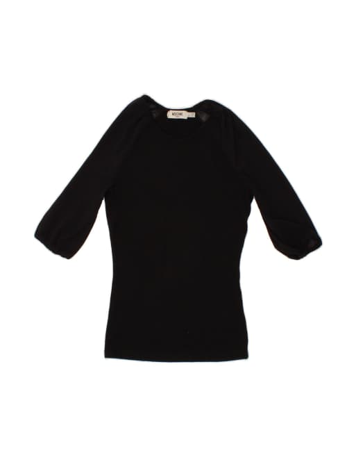 Vintage Moschino Top 3/4 Sleeve It 42 Medium In Black