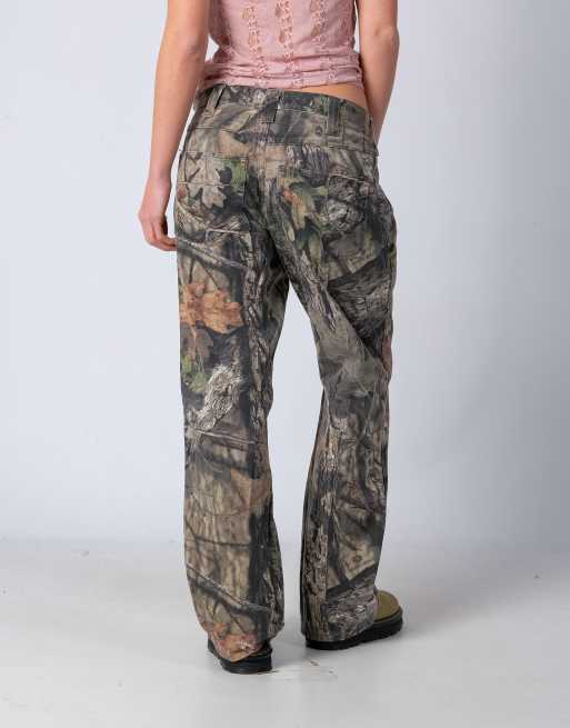 Vintage Mossy Oak 32x32 Denim Carpenter Baggy Jeans Khaki Green