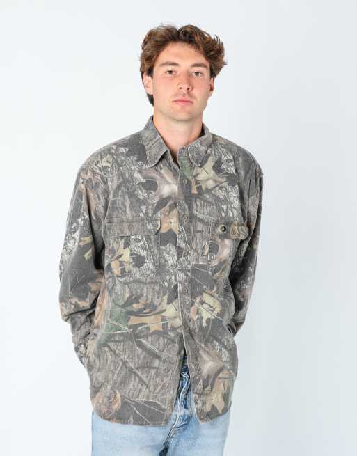 Vintage Mossy Oak, Camo m long sleeve shirt in khaki green