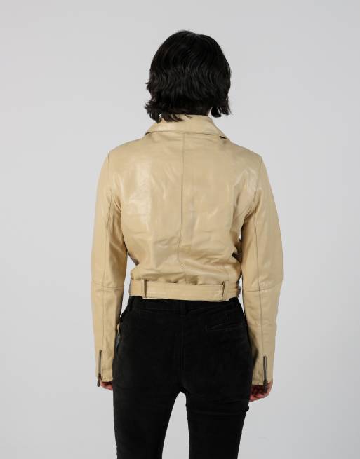 Vintage Motivi 8 leather jacket in beige, 2 of 4