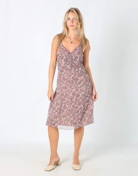 Vintage Motivi M woven midi dress in purple - view 1