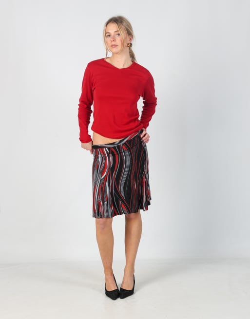 Vintage Motivi M woven midi skirt in black