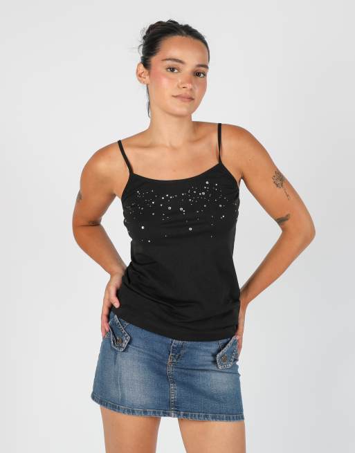 Vintage Motivi S cami in black, 3 of 4