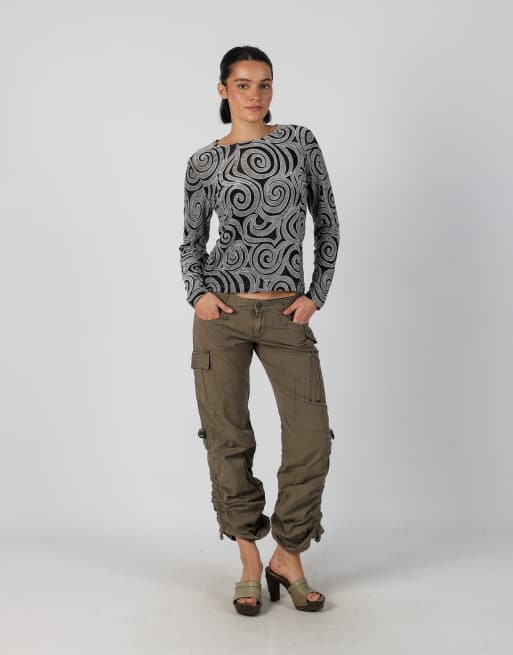 Vintage Motivi S cargo pants in dark green, 1 of 4