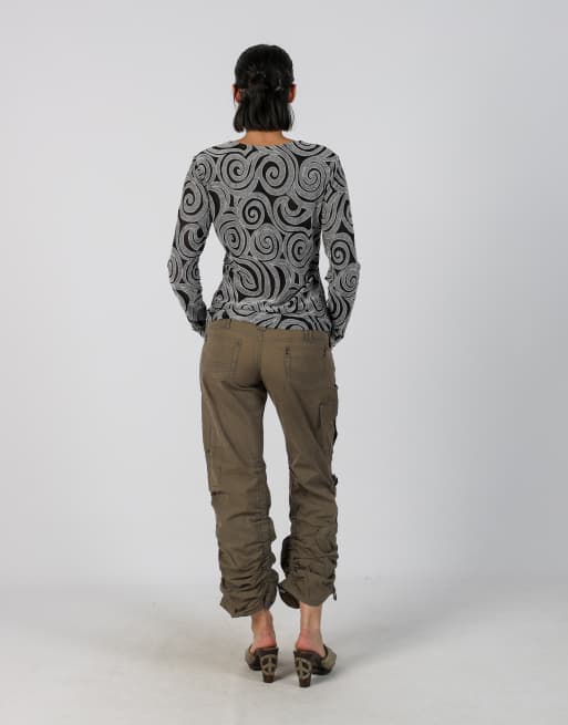 Vintage Motivi S cargo pants in dark green, 3 of 4