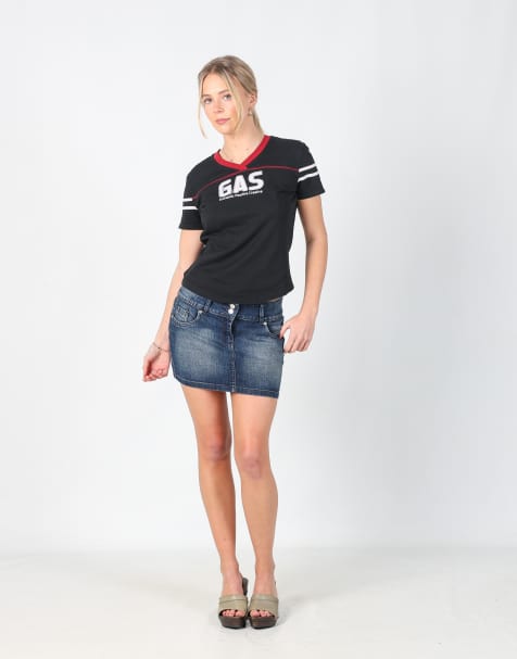 Vintage Motivi S denim mini skirt in blue - view 1