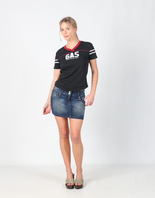 Vintage Motivi S denim mini skirt in blue