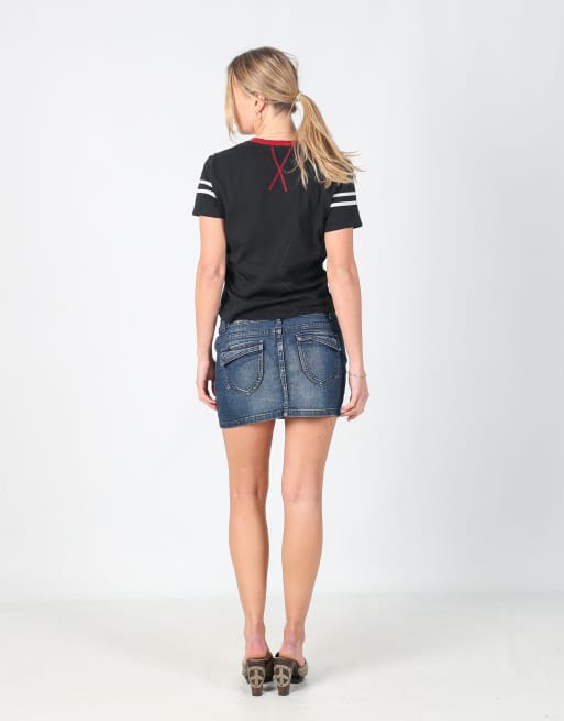 Vintage Motivi S denim mini skirt in blue, 3 of 4