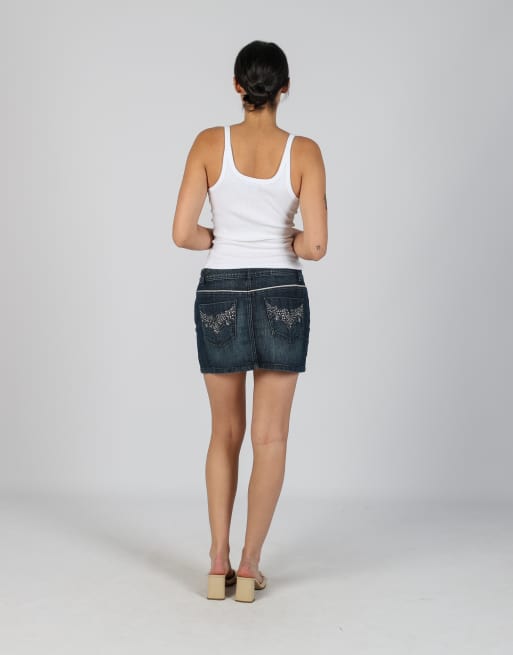 Vintage Motivi S denim mini skirt in blue, 3 of 4