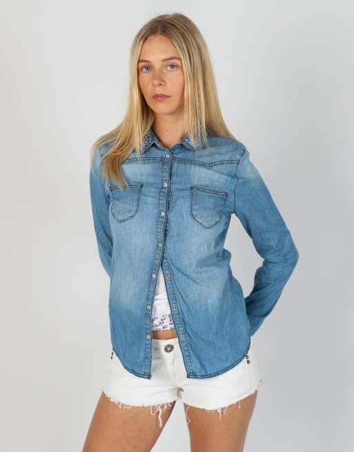 Vintage Motivi S shirt in light blue, 3 of 4