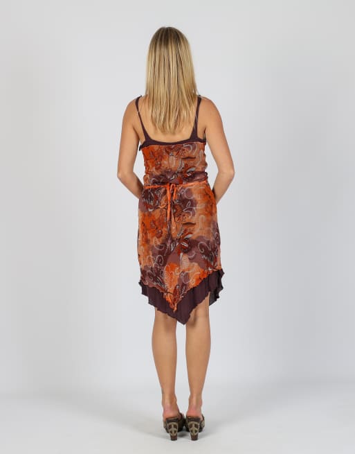Vintage Motivi S woven midi dress in brown, 3 of 4