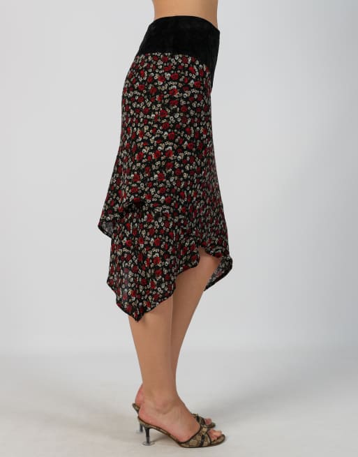 Vintage Motivi S woven midi skirt in black, 2 of 4