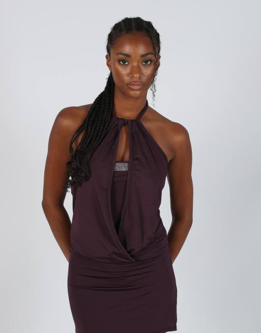 Vintage Motivi S woven mini dress in purple, 2 of 4