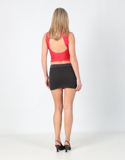 Vintage Motivi S woven mini skirt in black, 3 of 4