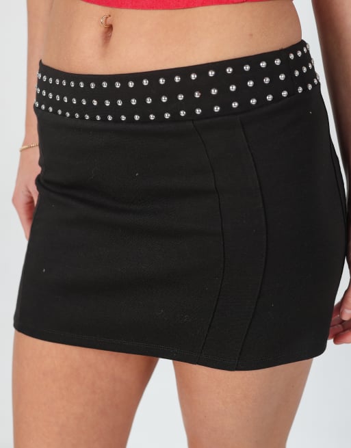 Vintage Motivi S woven mini skirt in black, 4 of 4