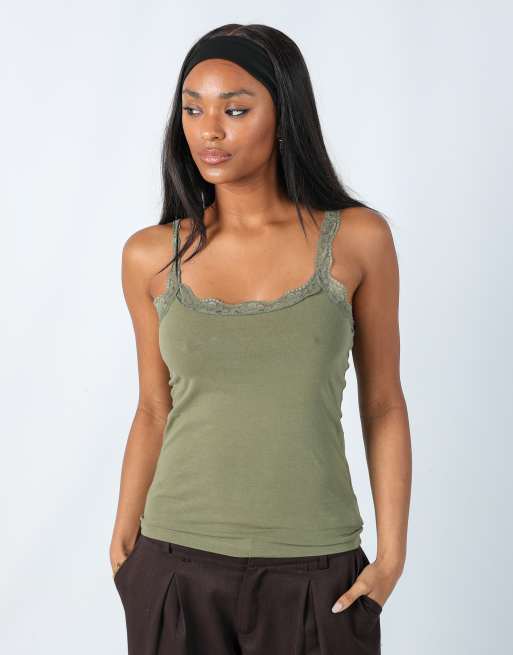 Vintage Motivi S woven vest in khaki green