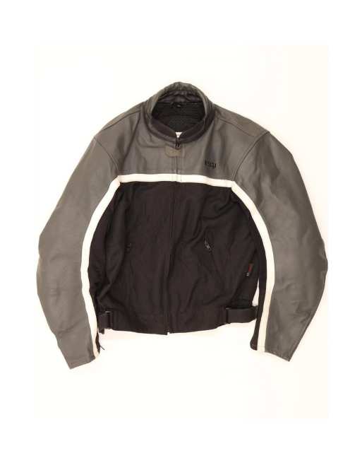 Vintage Moto Racer Leather Jacket It 52 XL In Grey Colourblock