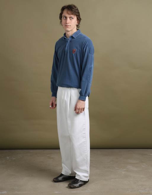 Vintage Mulberry Rugby Jumper size M in Bottle Blue, 2 of 3