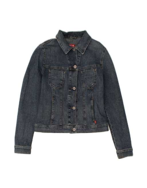 Vintage Mustang Crop Denim Jacket UK 10 Small In Blue