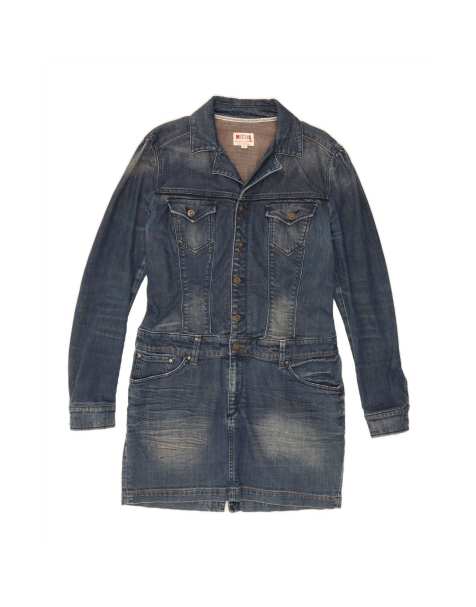Vintage Mustang Long Sleeve Denim Dress UK 14 Large In Blue - view 1