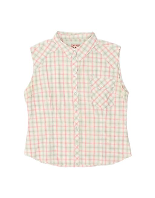 Vintage Mustang Sleeveless Shirt Blouse UK 18 XL In Pink Check