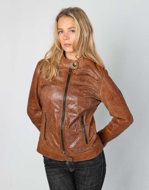 Vintage My Skin M leather jacket in brown