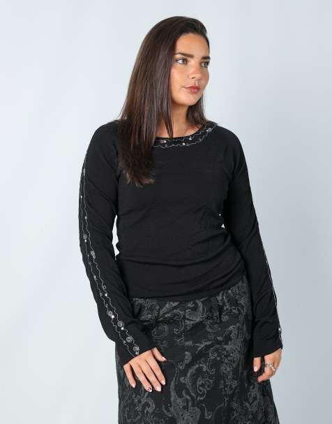 Vintage My Time M long sleeve top in black - view 1