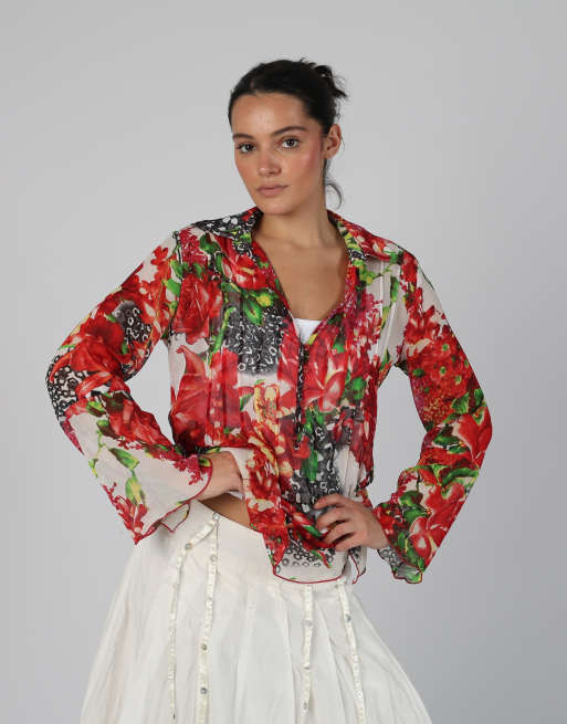 Vintage my way FER 12 blouse in red, 3 of 4