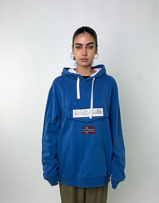 Vintage Napapijri 2XL Hoodie Blue