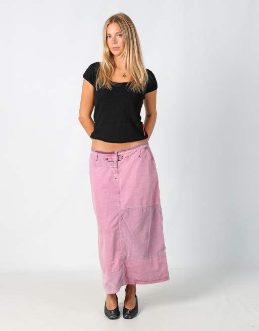 Vintage Napapijri L woven maxi skirt in pink