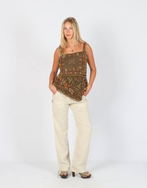 Vintage Napapijri S woven trousers in cream