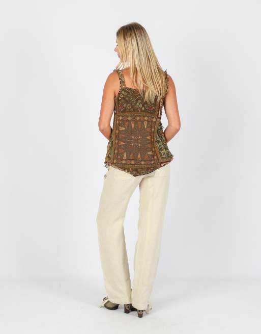 Vintage Napapijri S woven trousers in cream, 3 of 4