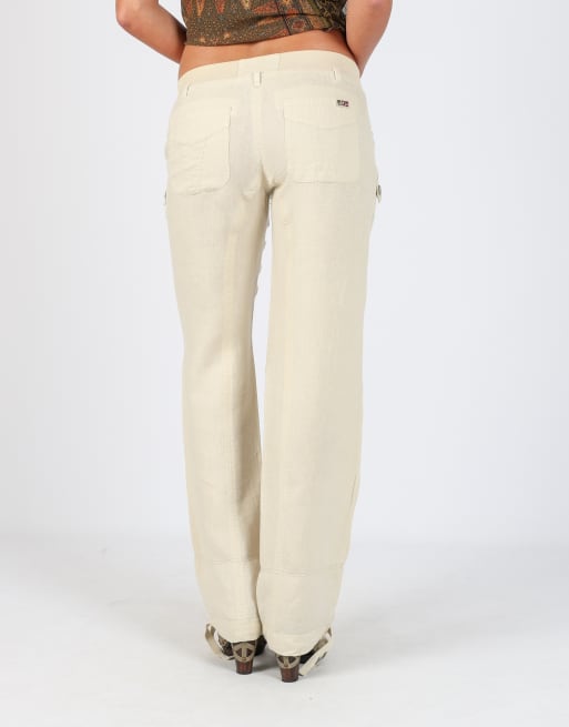 Vintage Napapijri S woven trousers in cream, 4 of 4