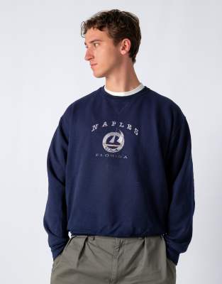 Vintage Naples L Sweatshirt Navy Blue