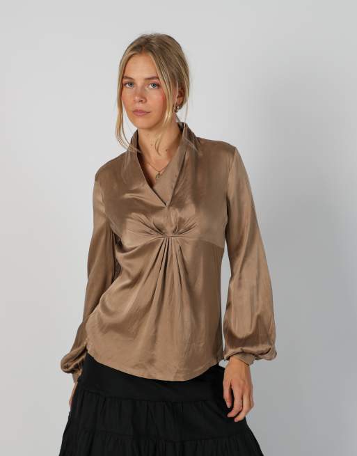 Vintage Nara Camicie M blouse in tan, 3 of 4